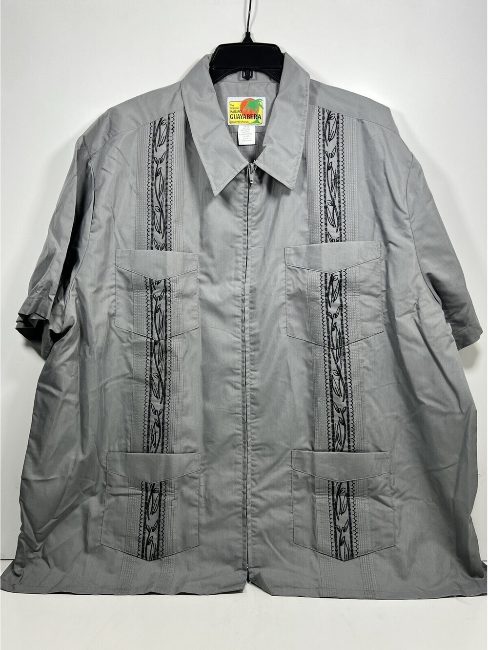 Lot Of 4 The Genuine Haband Guayabera Men Short Sleeve Zip Shirt Sz XX - Picture 5 of 9